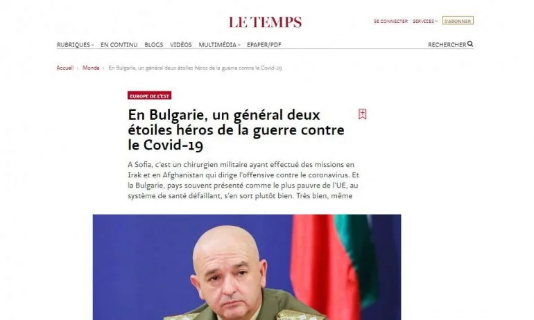 Le Temps: В България герой от войната и генерал с две звезди се бори с COVID-19 - Tribune.bg