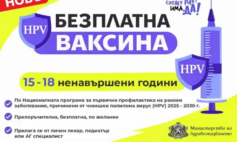 Безплатна HPV ваксина вече и за момичета от 15 до 18 ненавършени години - Tribune.bg