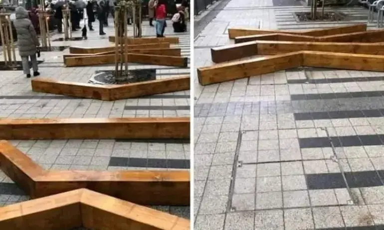 Превръщането на нескопосана инсталация в ненаправени пейки не прави гафа по-малък - Tribune.bg