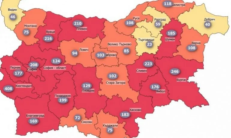 Половин България отново е в червената зона по заболеваемост от COVID-19 - Tribune.bg