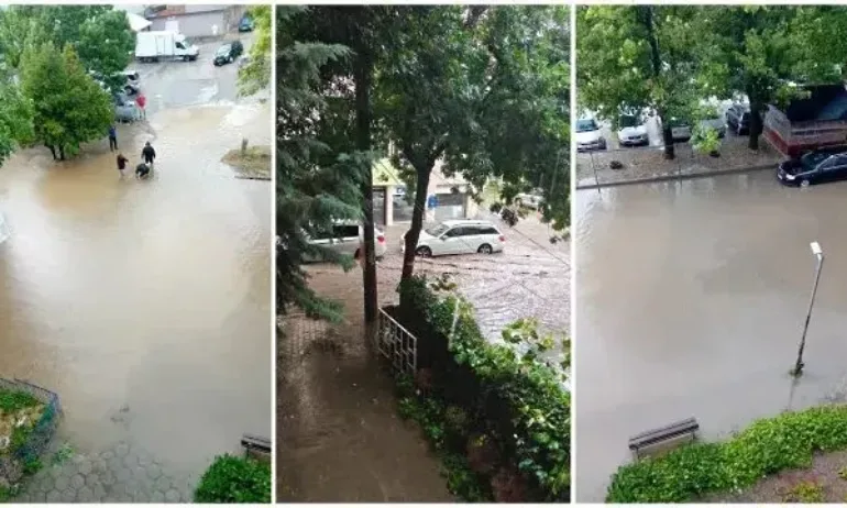 Порой превърна улиците на Благоевград в реки, мазета и домове са под вода - Tribune.bg