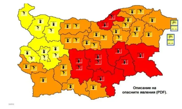 Опасно горещо време в 7 области на България в сряда,