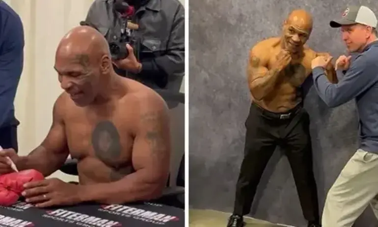 Майк Тайсън показа тяло - раздава автографи без тениска преди завръщането си това лято (ВИДЕО) - Tribune.bg