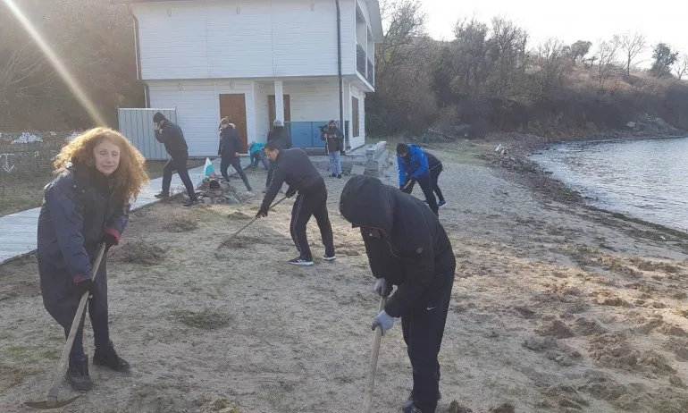 Акция: Премахнаха тревата от плажа на парк Росенец - Tribune.bg