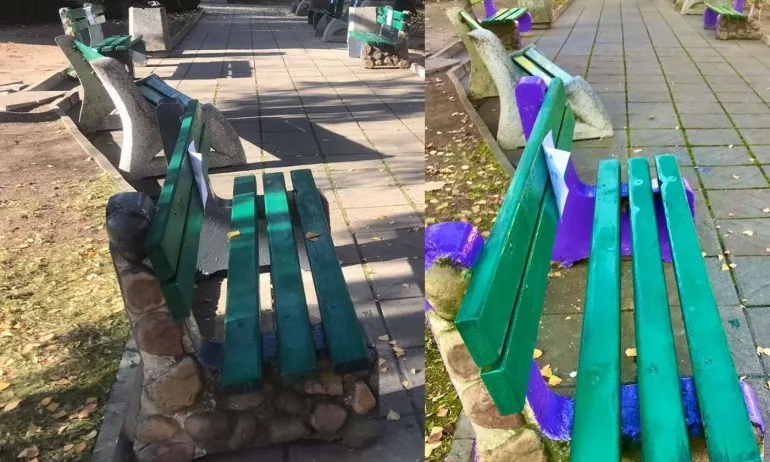 В Слатина пребоядисаха скандалните пейки, кметът замаза, че той бил пуснал обработени снимки - Tribune.bg