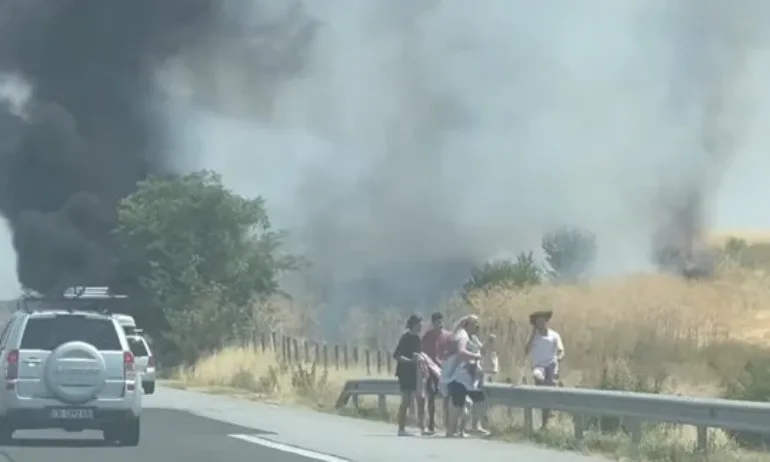 Загасиха пожара край бензиностанцията на магистрала Тракия до с. Скобелево - Tribune.bg