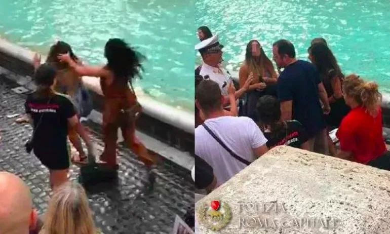 Женски бой пред Фонтана ди Треви в Рим (ВИДЕО) - Tribune.bg