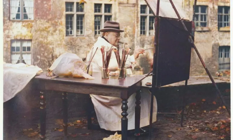 Sir Winston Churchill painting in Belgium, September 1946