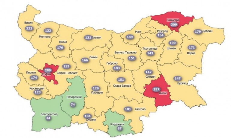 София-град и още две области отново в червената COVID зона - Tribune.bg