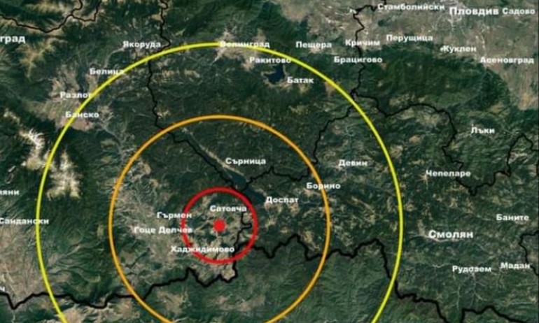 Регистрирано е земетресение с магнитуд 3,8 в община Сатовча - Tribune.bg