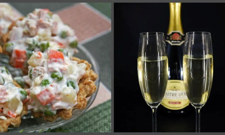 Шампанско, но на снимка, и салата Оливие за ЧНГ на руските космонавти - Tribune.bg