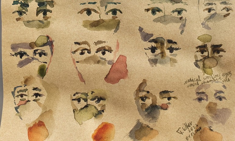 Тео Ушев нарисува очите на медиците от COVID отделението във ВМА - Tribune.bg