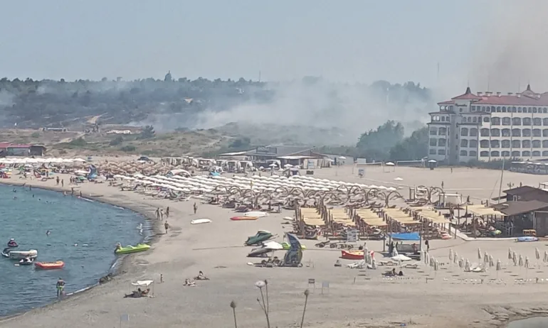 Пожар гори край южната част на плаж Нестинарка. Има остър дим - Tribune.bg