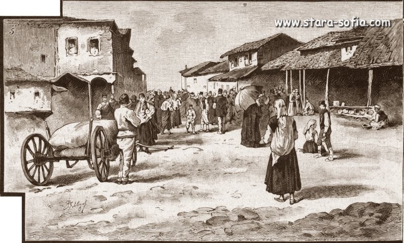 Стара улица в пазарен ден, 1891 г.