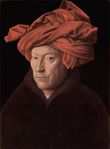 Портрет на мъж с тюрбан, 1433 г., една от най-известните картини на художника, вероятно автопортрет