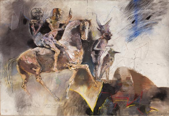 Стоимен Стоилов, Пастел „Конници“, акварел, пастел, 125/180, 1990