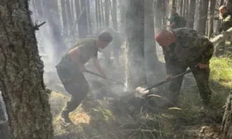 Продължава борбата с пожара в Национален парк Рила Военнослужещи от