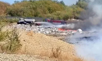 Голям пожар избухна на Регионалното сметище в Габрово