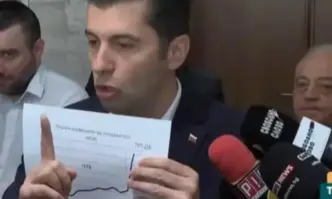 Кирил Петков размаха пръст и лист в кулоарите на парламента