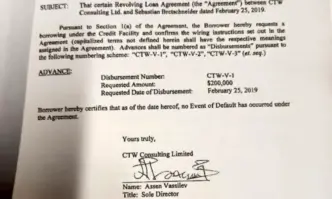 Фирмата от Британските вирджински острови CTW Consulting Ltd е взела