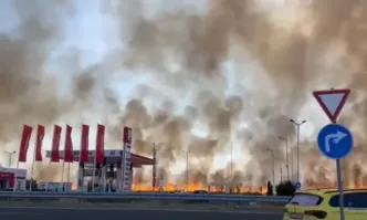 Голям пожар избухна на АМ Тракия съобщиха от пожарната цитирани