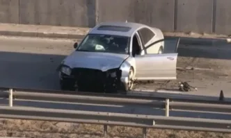 Кола излетя от мост на Околовръстното в София (СНИМКИ)