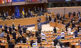 Президентът Володимир Зеленски и председателят на Върховната Рада на Украйна