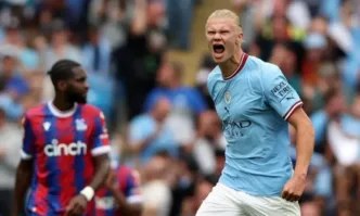 Нападателят на Манчестър Сити Ерлинг Халанд и мениджърът на Арсенал