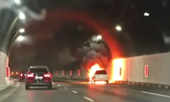 Затвориха тунел Траянови врата на АМ Тракия заради пожар Автомобил