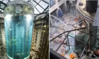 Двама души са ранени Аквариум с милион литра вода се