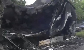 Камион горя в центъра на Русе