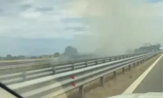 Километрично задръстване на магистрала Тракия заради пожар