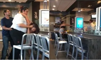 Брутален бой между служителка на Макдоналдс и клиентка (снимки+видео)