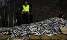 Унищожаването на храна продължава: Протестиращите съсипаха кашони с риба (СНИМКИ) - Снимка 5 - Tribune.bg
