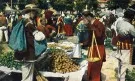Женският пазар в София, оцветена фотография, началото на ХХ век