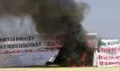 Протест срещу пакет Мобилност - превозвачи запалиха ТИР в Пловдив (СНИМКИ)